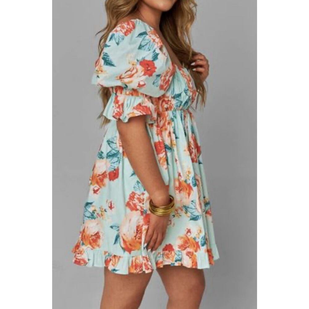 BUDDY LOVE Valentina Milk Maid Floral Puff Sleeve Baby Doll Mini Dress - Picture 2 of 13